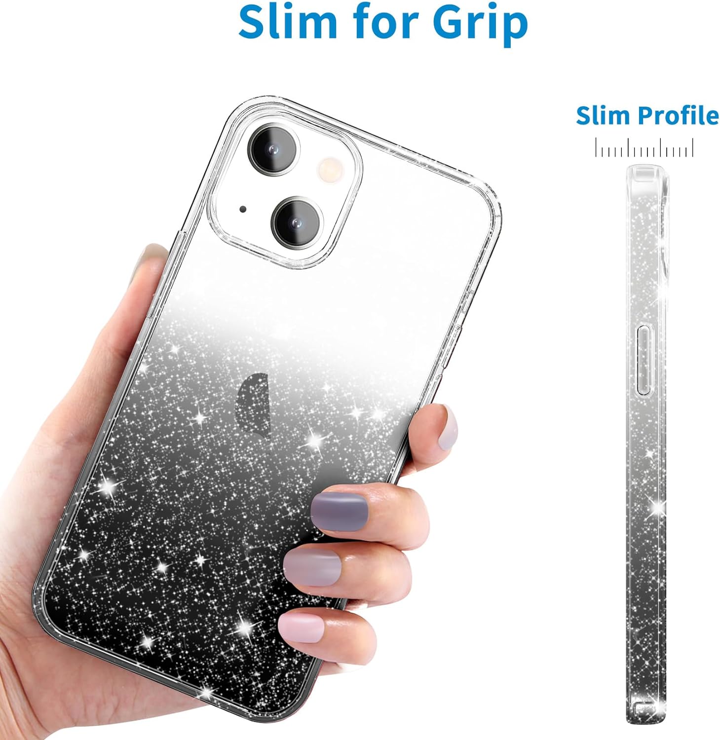 jjgoo compatible with iphone 13 case clear glitter soft tpu shockproof protective bumper cover sparkle bling sparkly cut 2